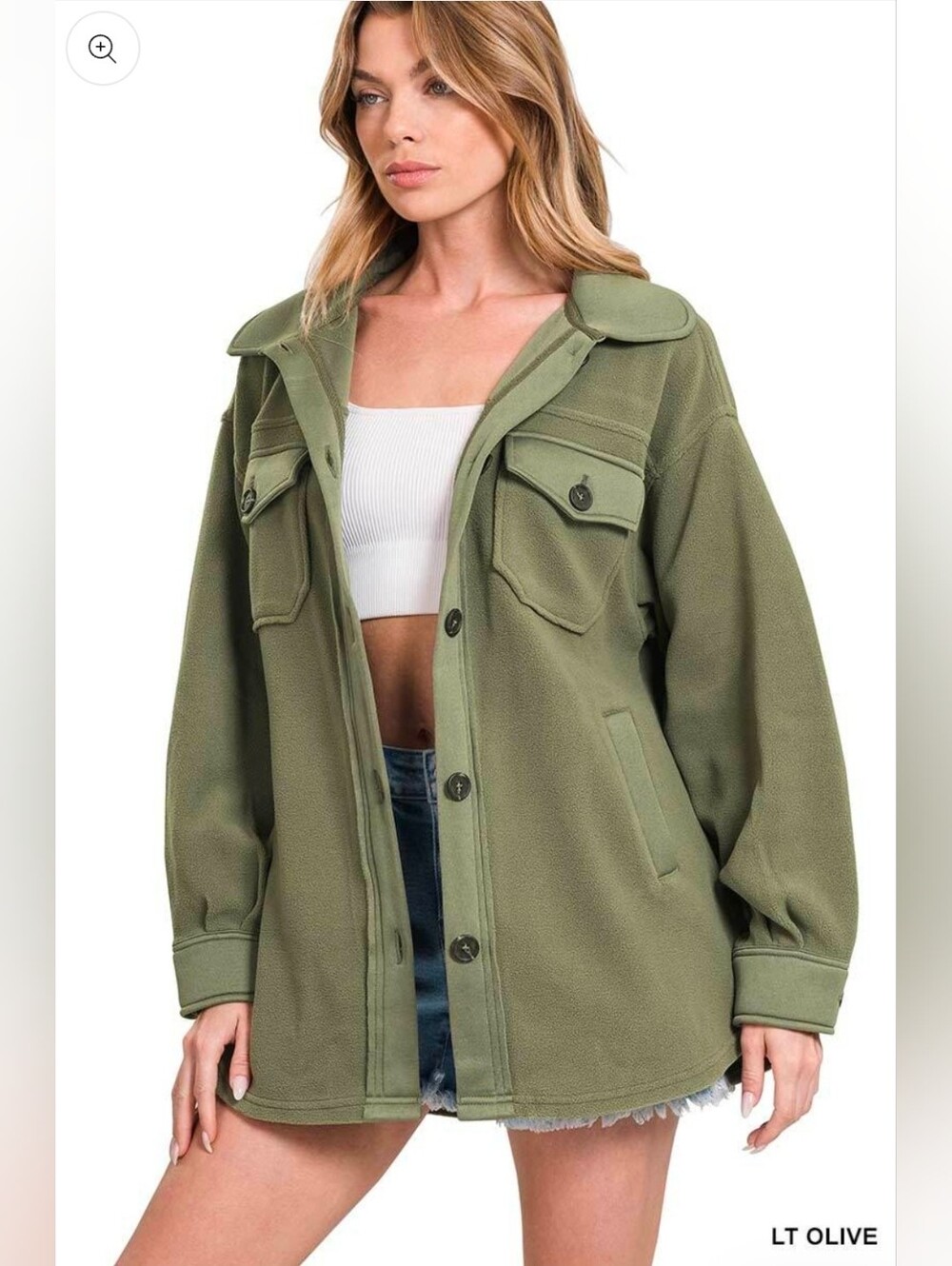Zenana Olive Oversized Shacket